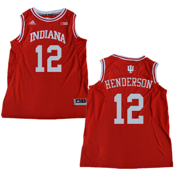 Men #12 Jacquez Henderson Indiana Hoosiers College Basketball Jerseys Sale-Red